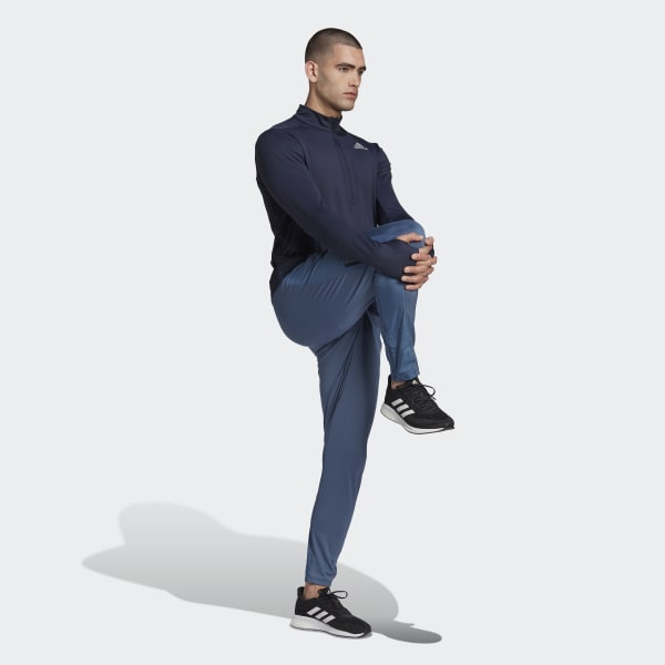 Blue adidas Own The Run 1/2 Zip Long Sleeve Tee