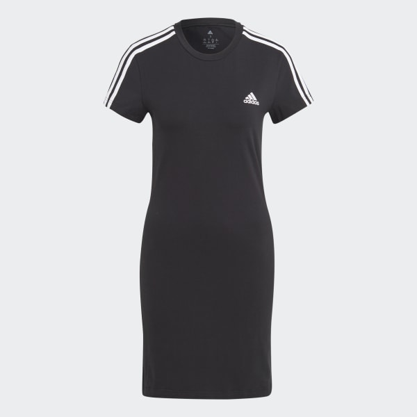Negro Vestido Polo Essentials 3 Tiras Tejido Jersey Ajustado