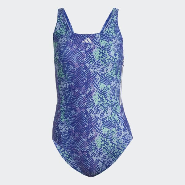 Purple 3-Stripes Graphic Swimsuit
