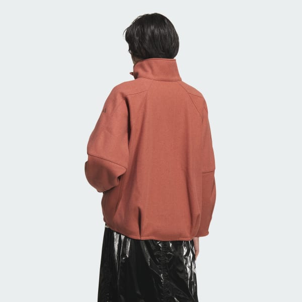 ピンク ラックスフロー オールデイズ ルーズフィット ウール風のウーブンジャケット