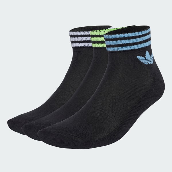 Noir Socquettes 3 bandes (lot de 3 paires)