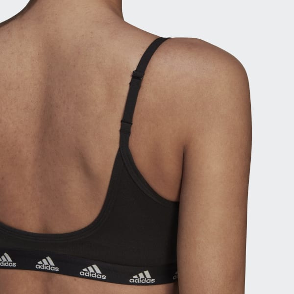 Cotton Brassiere With Embroidered Logo Black Adidas - Women