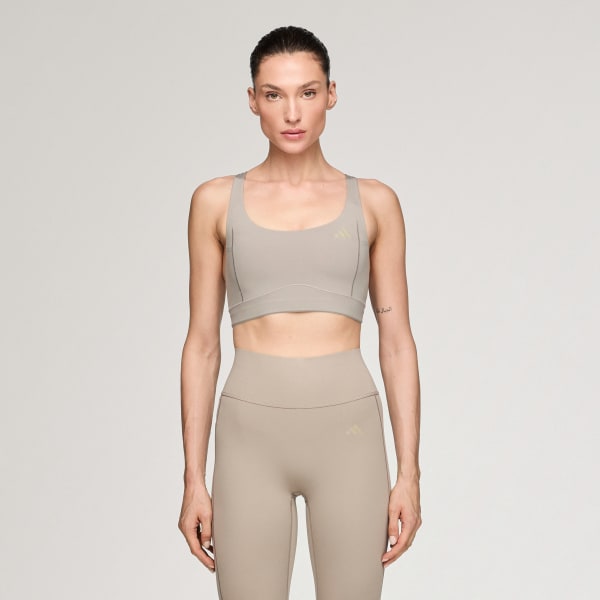 Beige adidas x entire studios 옵티메 트레이닝 브라 미디엄 서포트