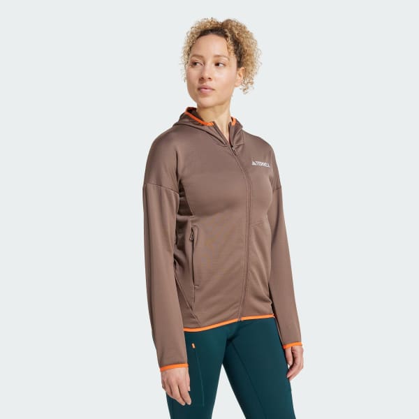 Brown Terrex Xperior Climawarm Light Fleece Hooded Jacket