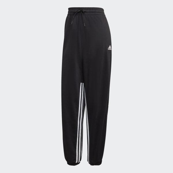 Sort Hyperglam 3-Stripes Oversized Cuffed with Side Zippers joggingbukser QC185
