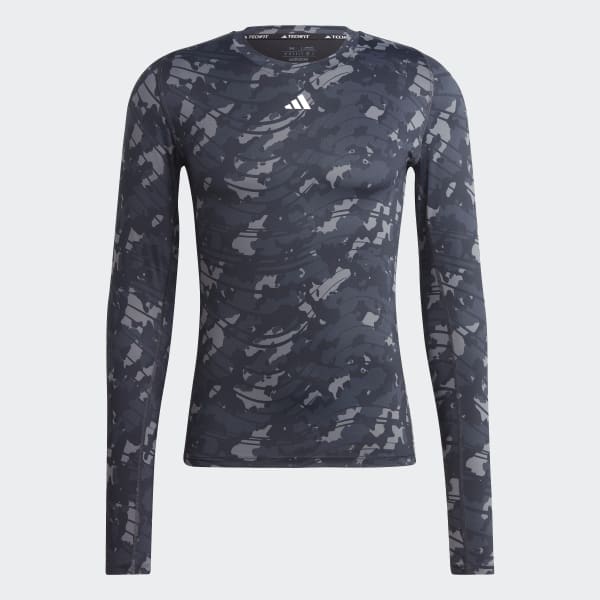 Black Techfit Allover Print Training Long-Sleeve Top