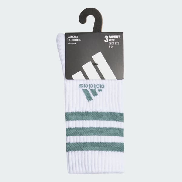 White Cushioned 3-Stripes Crew Socks 3-Pack