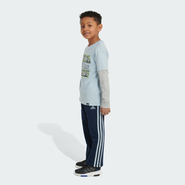 adidas 2 Piece Layered Cotton Tee Pant Set Blue Free Shipping with adiClub adidas US