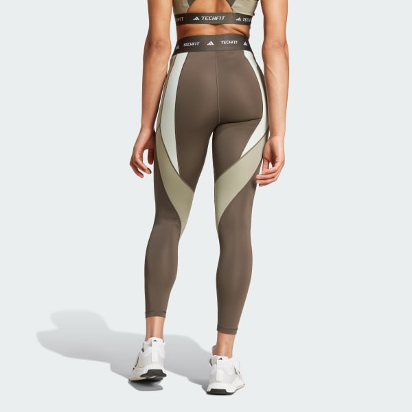 adidas Techfit 7 8 Colorblock Leggings Green Free Shipping with adiClub adidas US
