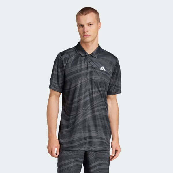 Đen Áo Polo Graphic Tennis Climacool Club