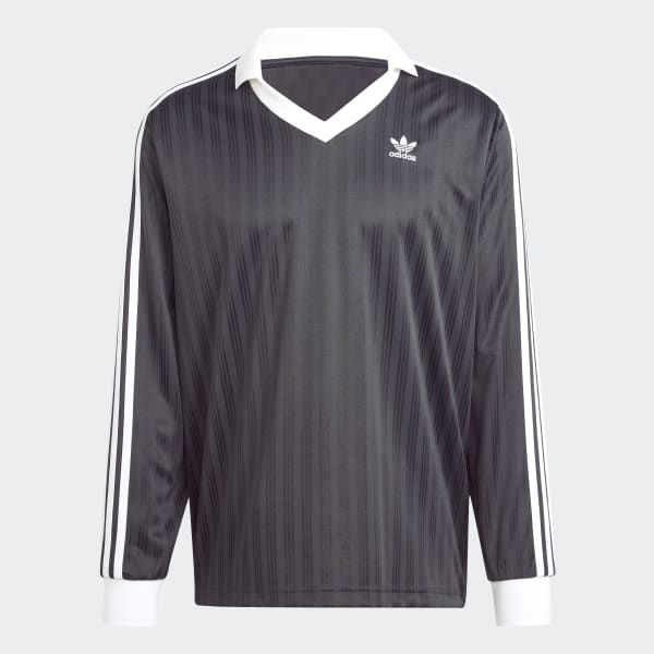 adidas Adicolor Piqué Football Long Sleeve Tee - Black