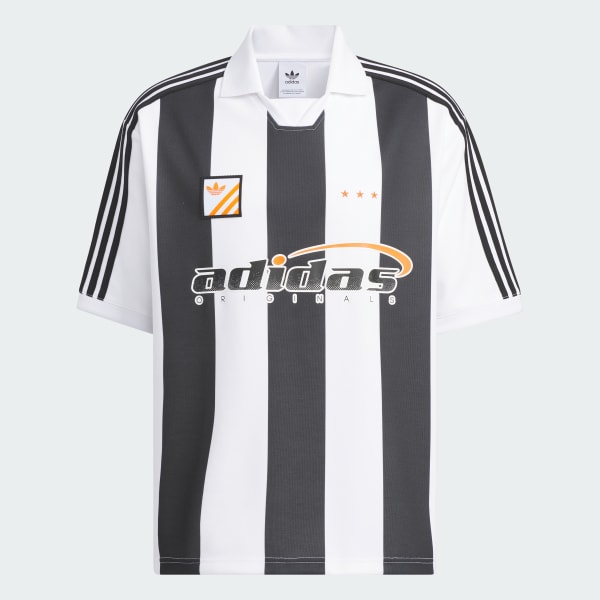 ★★Adairs★★ Football Polo Shirt Black White IW6306 Adidas Trefoil Logo Play Football Graphic Short Sleeve Polo