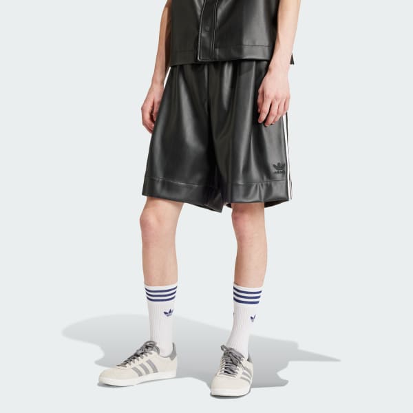 Preto Shorts Tecido Sintético Adicolor Três Listras