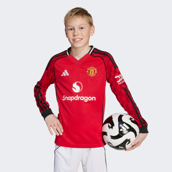 Czerwony Koszulka Manchester United 25/26 Long Sleeve Home Kids