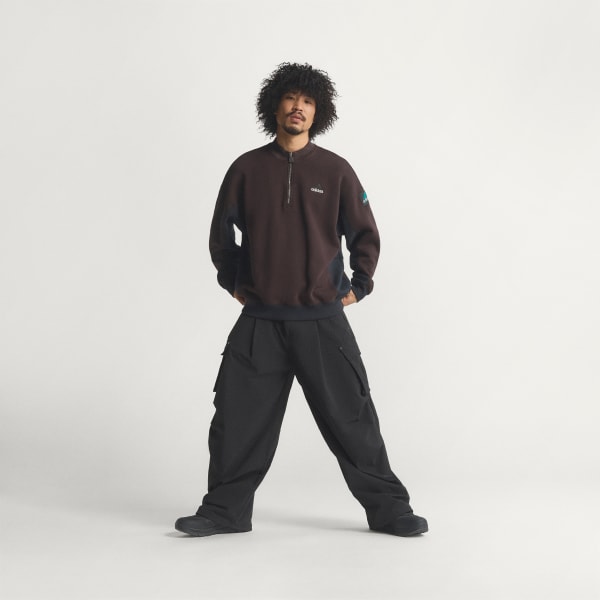 Brązowy Sweter adidas Equipment Blocked Half-Zip
