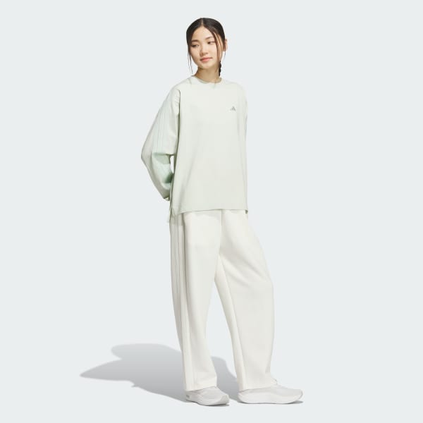 グリーン エッセンシャルズ プラス スリー ストライプス ルーズ フィット 長袖 Tシャツ