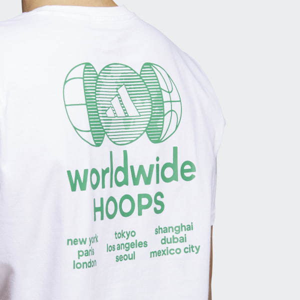 Blanco Playera Estampada Worldwide Hoops City Basketball