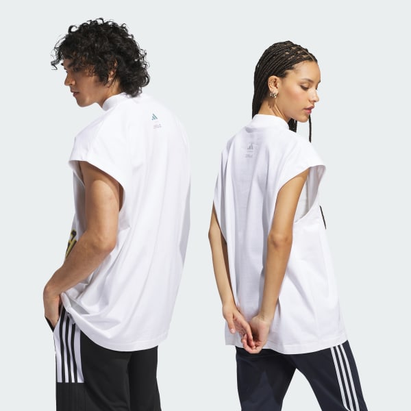 สีขาว เสื้อกล้ามทรงครอปพิมพ์ลาย Pride