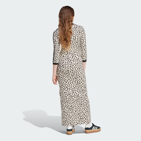Noir Robe maxi 3 bandes léopard