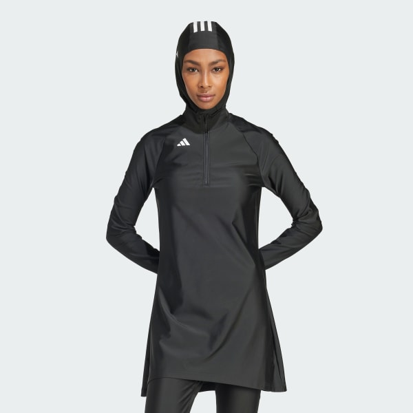 Svart 3-Stripes Swim Long Sleeve Overdel