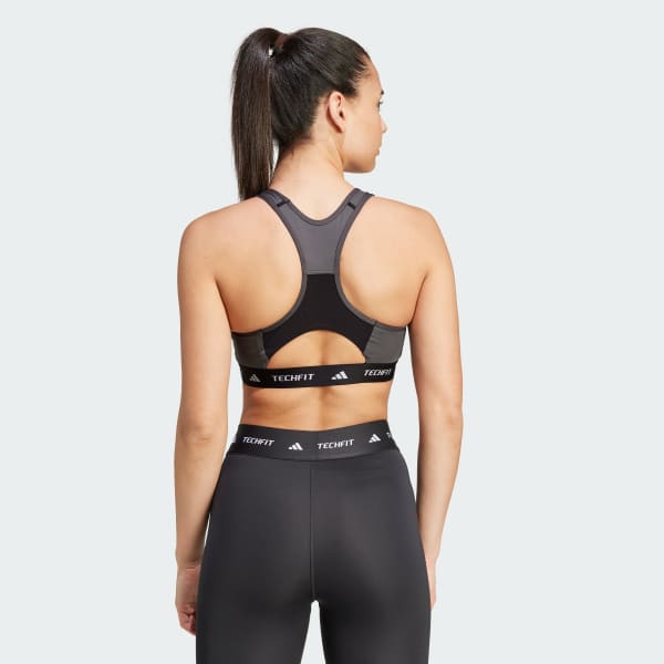 cierna Športová podprsenka Techfit Medium-Support High-Neck Colorblock