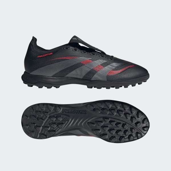 Negro Zapatos Predator League Lengüeta Plegable Pasto Sintético