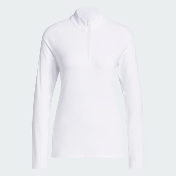 White Ultimate365 Solid Quarter-Zip Mock Polo Shirt