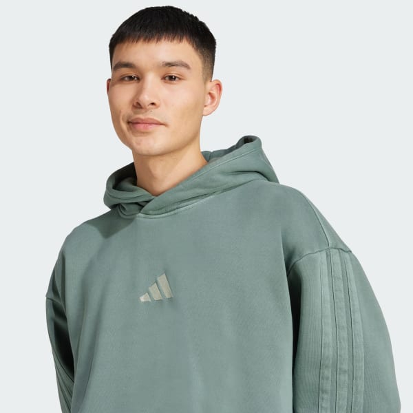 adidas ALL SZN Fleece Washed Hoodie - Green | Free Shipping with