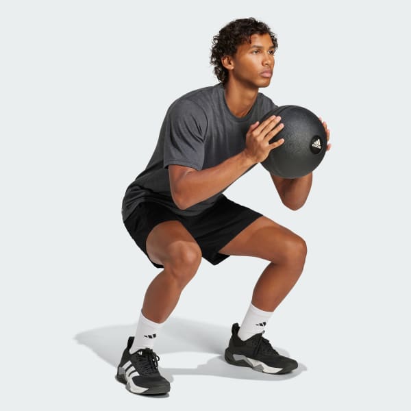 Negro Shorts de Entrenamiento de Tejido Jaspeado Essentials