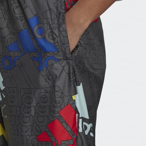 Gris Pantalon en toile ample et multicolore à logo Essentials O1218