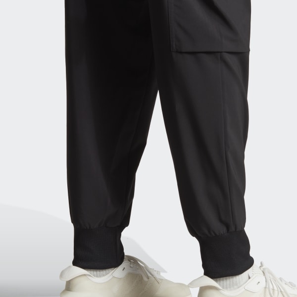 adidas Essentials Small Logo Woven Cargo Ankle-Length Pants - Black