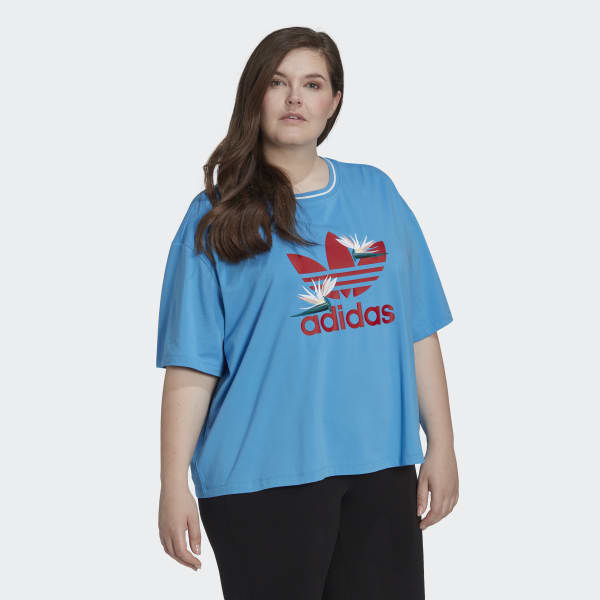 adidas Thebe Magugu Loose Tee (Plus Size) - Blue | Women's