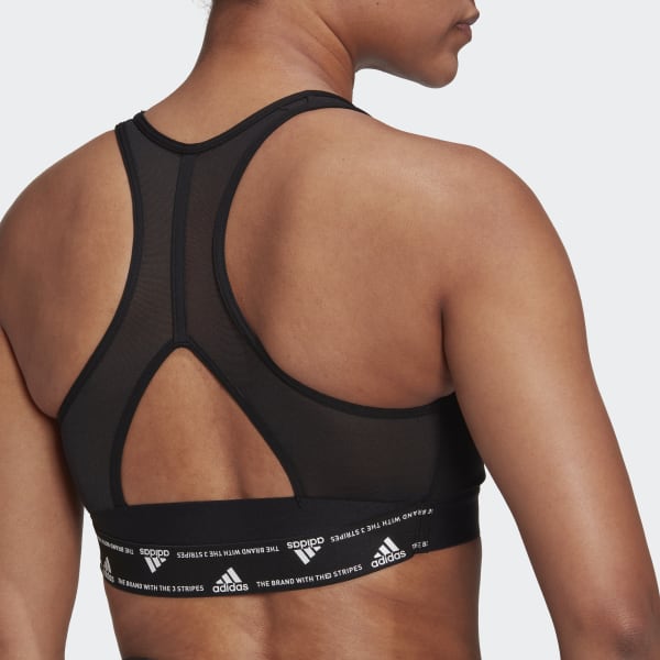 Medium support sports bra, black/white, Adidas Performance