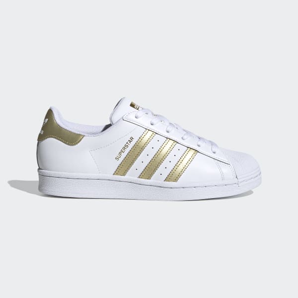 Adidas Originals Superstar White/Gold Women's Shoes, Size: 8.5