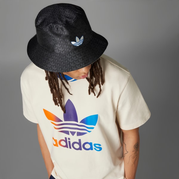 adidas Originals Monogram Print Bucket Hat Black