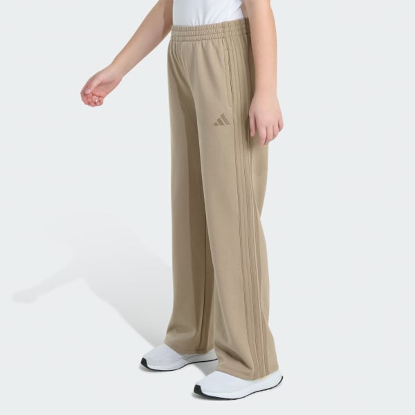 adidas Elastic Waistband 3-Stripe Wide Leg Training Pant - Brown