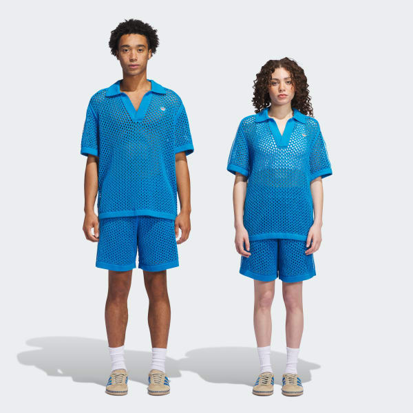 Blue CLOT Crochet Polo