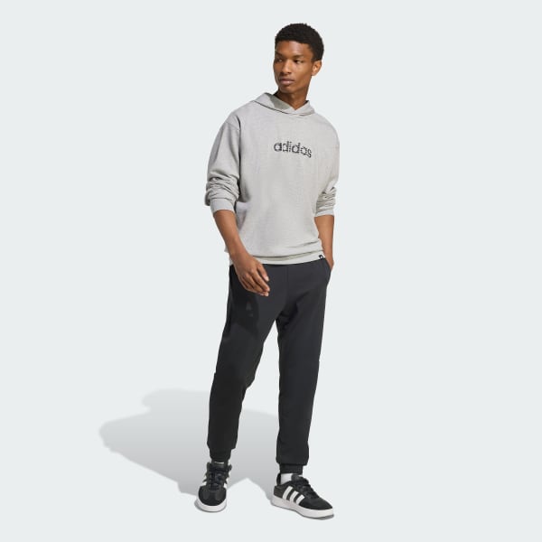 Gris SUDADERA CON GORRO ESSENTIALS BIG LINEAR DE TELA FRENCH TERRY