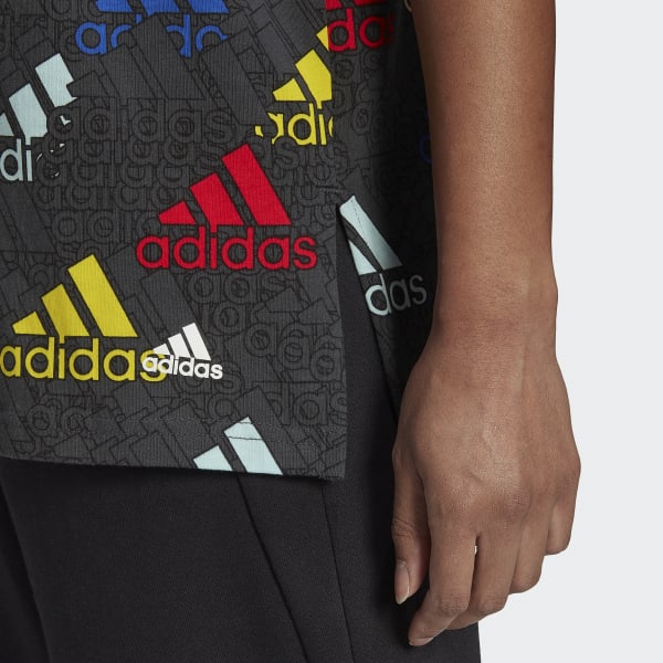 Gris Camiseta Essentials Multi-Colored Logo Boyfriend
