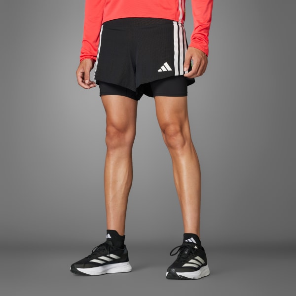Preto Shorts Corrida Adizero 2-in-1 Gel Bolso