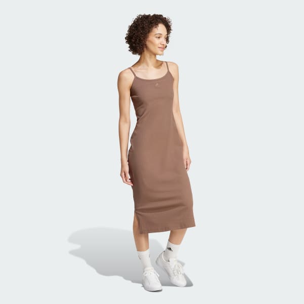 Brown ALL SZN Rib Fitted Midi Dress