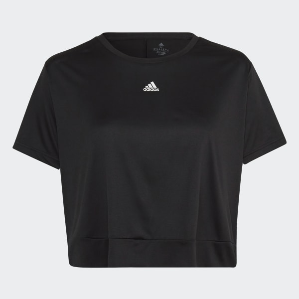 Black AEROREADY Studio Loose Crop Tee (Plus Size) DP575