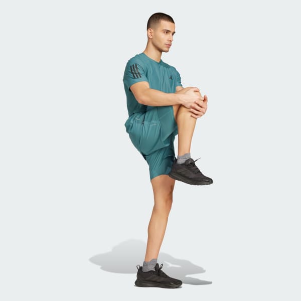 สีเขียว กางเกงขาสั้นดีไซน์ทูอินวัน Own the Run CLIMACOOL