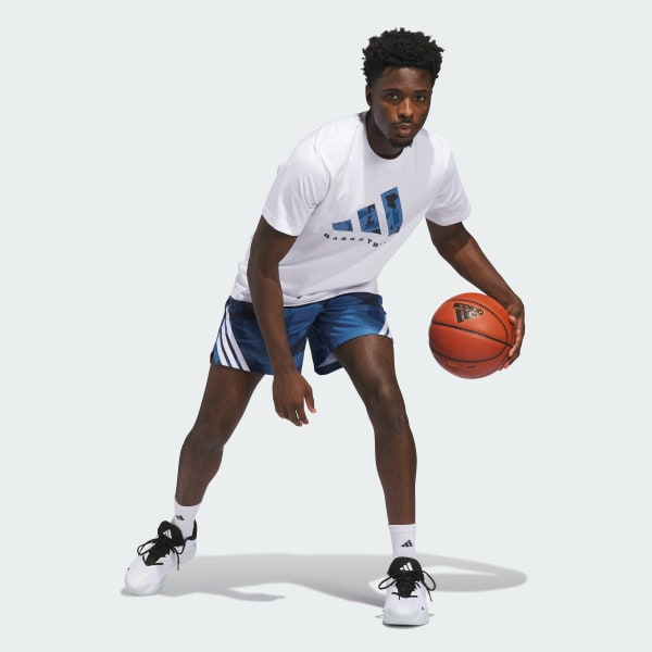 Azul SHORTS ADIDAS BASKETBALL 3 TIRAS AOP