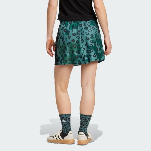 Multicolor Animal Print 3-Stripes Woven Skirt