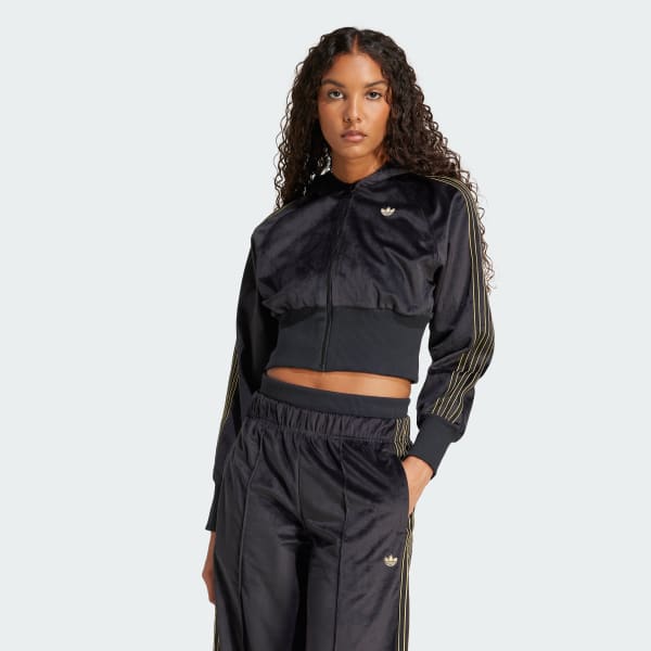 Black 벨루어 집 후디 트랙탑