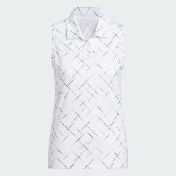 White Ultimate365 Printed Sleeveless Polo Shirt