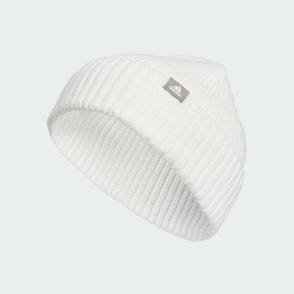 White Fashioned Fold Beanie