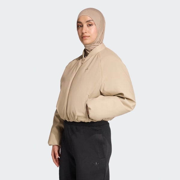 Beige 플레더 봄버 합성 다운 재킷