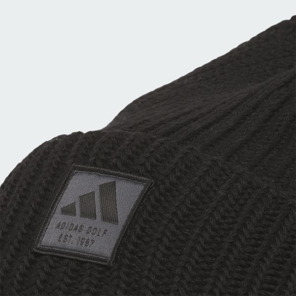 Black Double Cuff Chunky Golf Beanie 